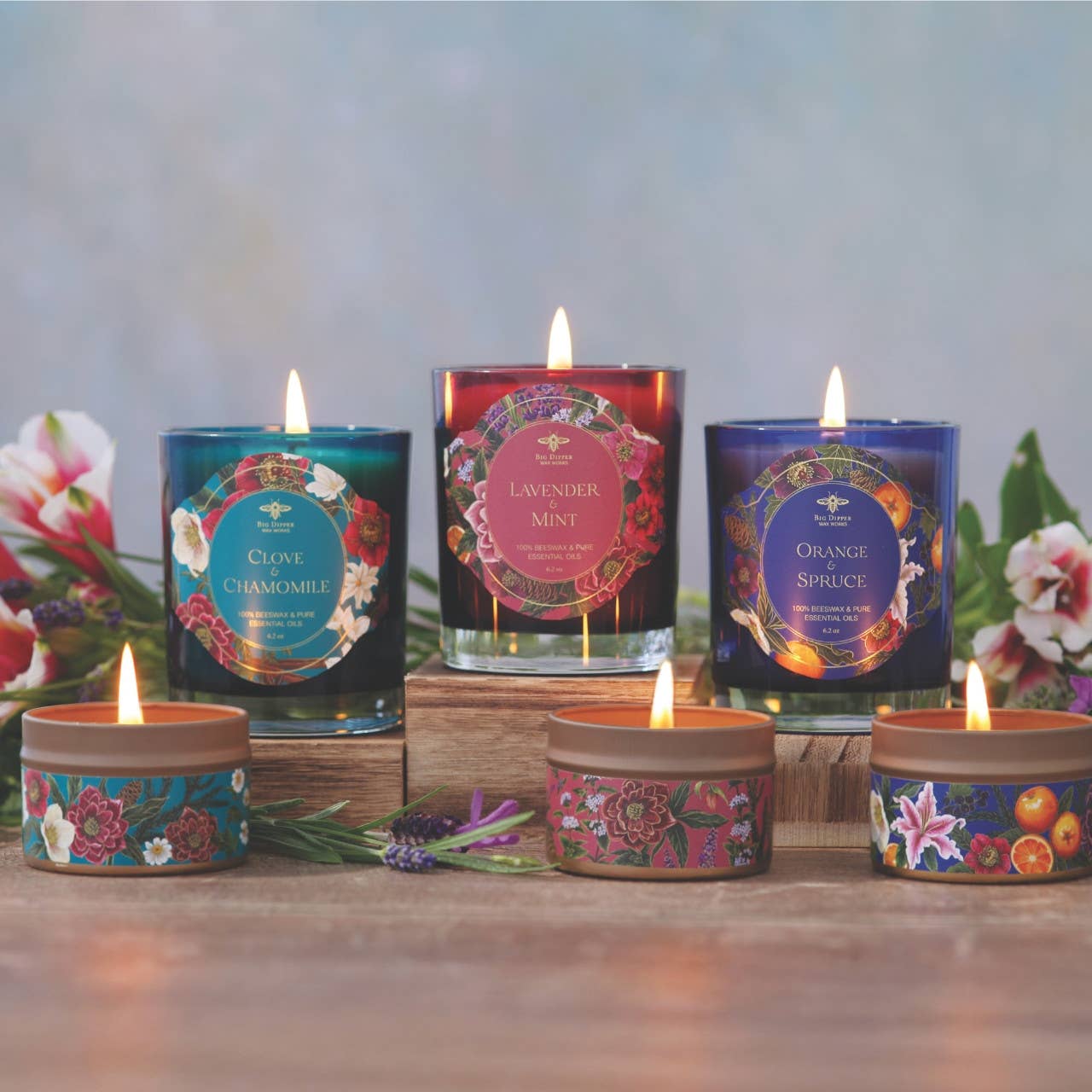 Tin Candles – Pure Beeswax – Winter Garden Collection