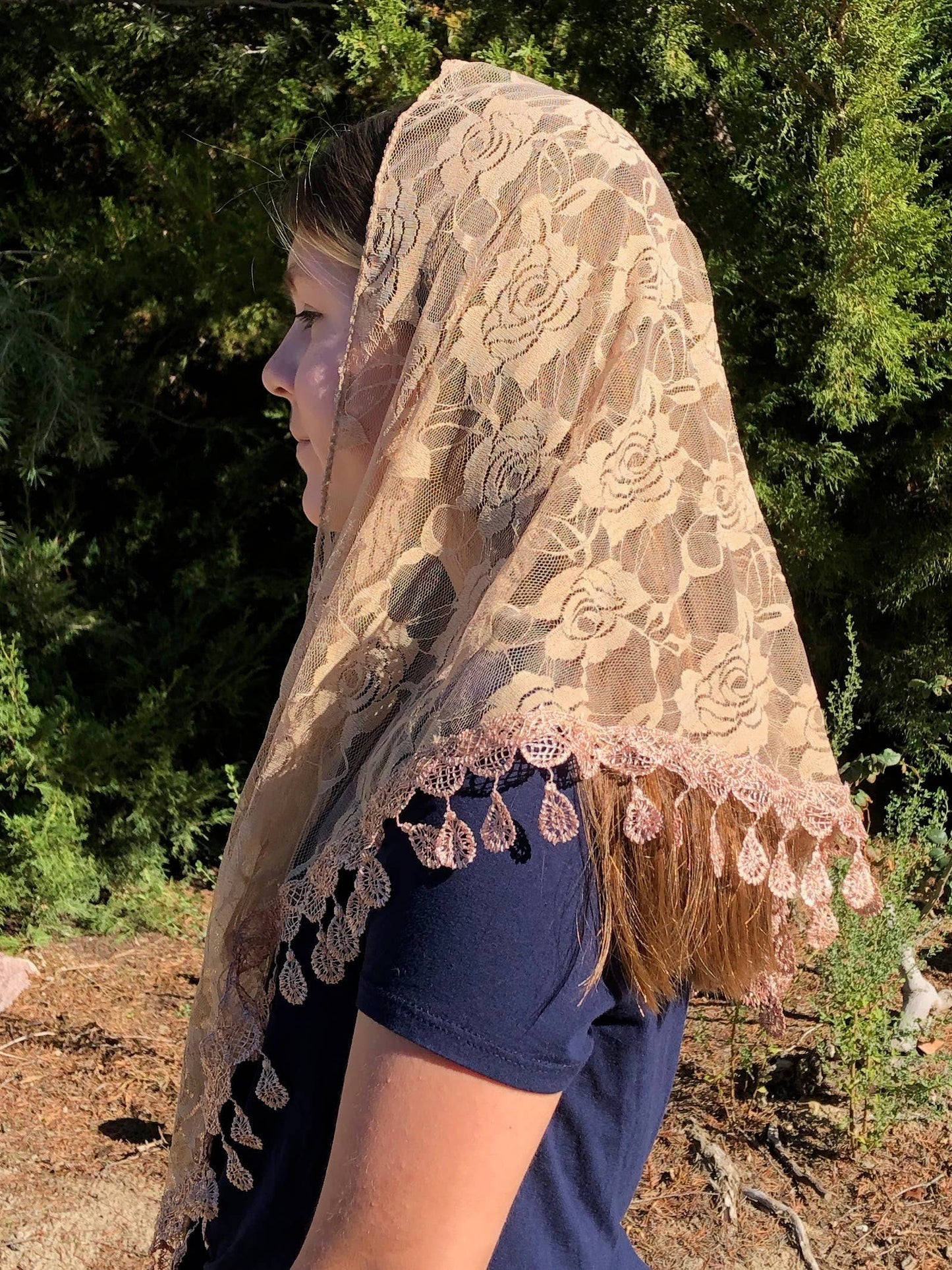 St. Clare of Assisi Veil  -BEIGE      (60" x 20")