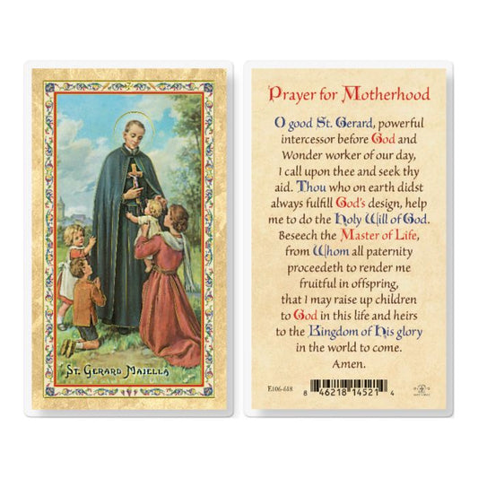St. Gerard Majella Laminated Prayer Card - Motherhood