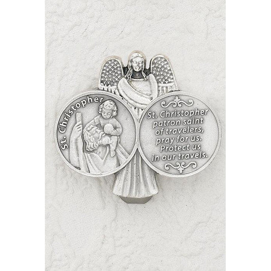 Saint Christopher with Prayer - Visor Clip