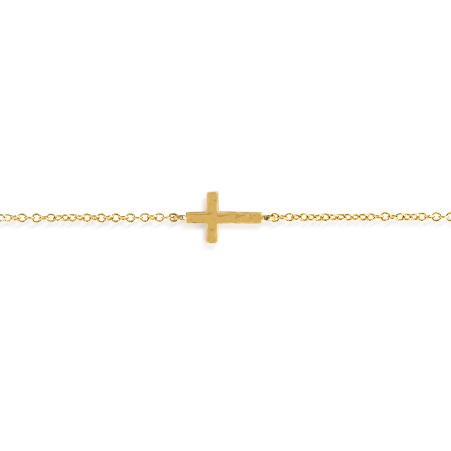 Gold Cross Charm Bracelet - 6.5in