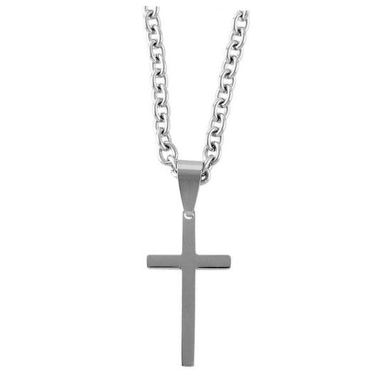 Stainless Steel Cross Necklace 24" Chain