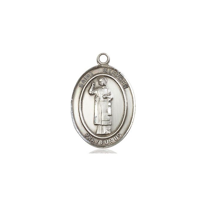 Sterling Silver Saint Stephen Medal 18" Chain
