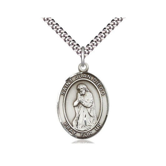 Sterling Silver Saint Juan Diego Medal 24" Chain