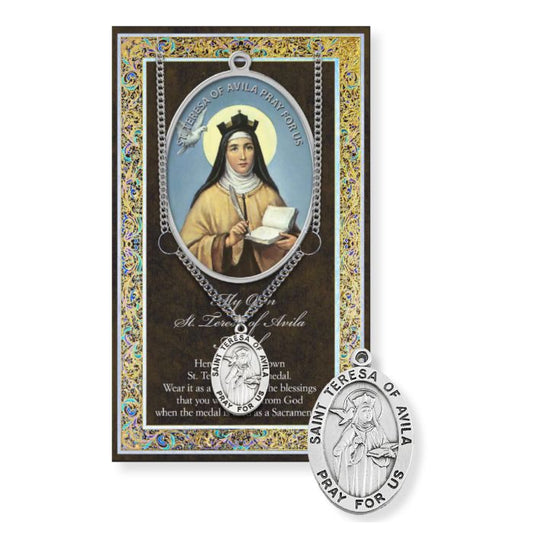 St. Teresa of Avila Pewter Medal Necklace