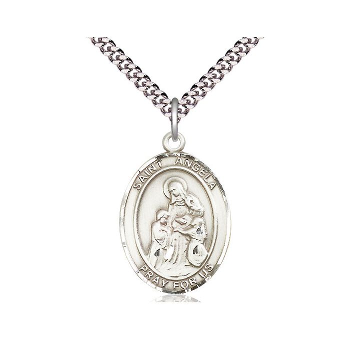 Sterling Silver Saint Angela Merici Necklace 18" Chain