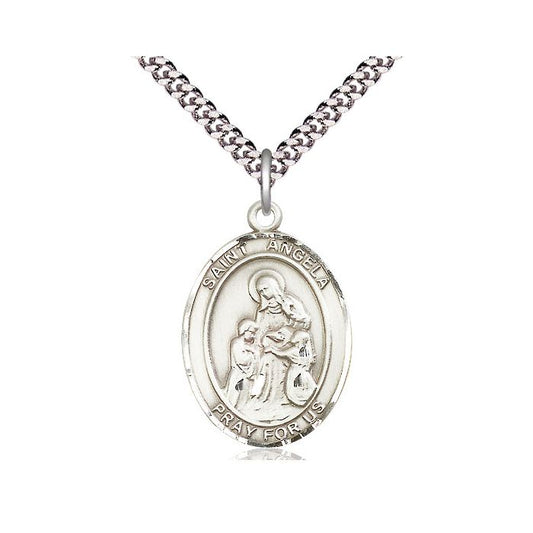 Sterling Silver Saint Angela Merici Necklace 18" Chain
