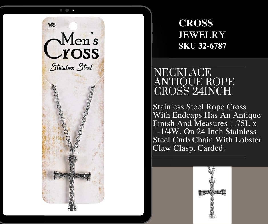 Men's Cross Necklace Stainless Steel