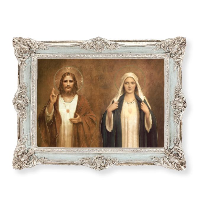 6 3/4" x 8 3/4" Powder Blue and Silver Frame with a 5 x 7 Chambers: Sacred Hearts Print