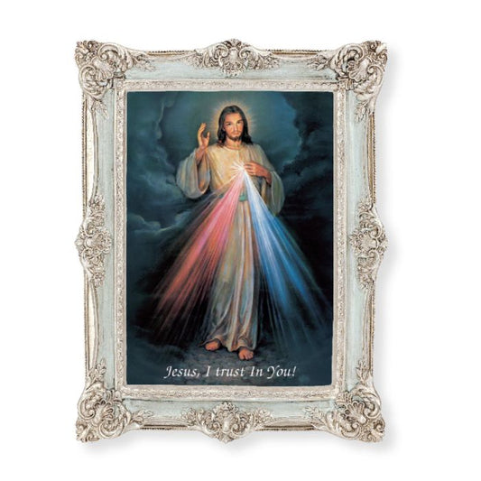 6 3/4" x 8 3/4" Powder Blue and Silver Frame with a 5 x 7 Divine Mercy Print