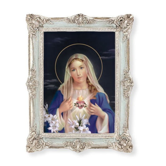 7x9 Immaculate Heart Powder Blue and Silver Frame