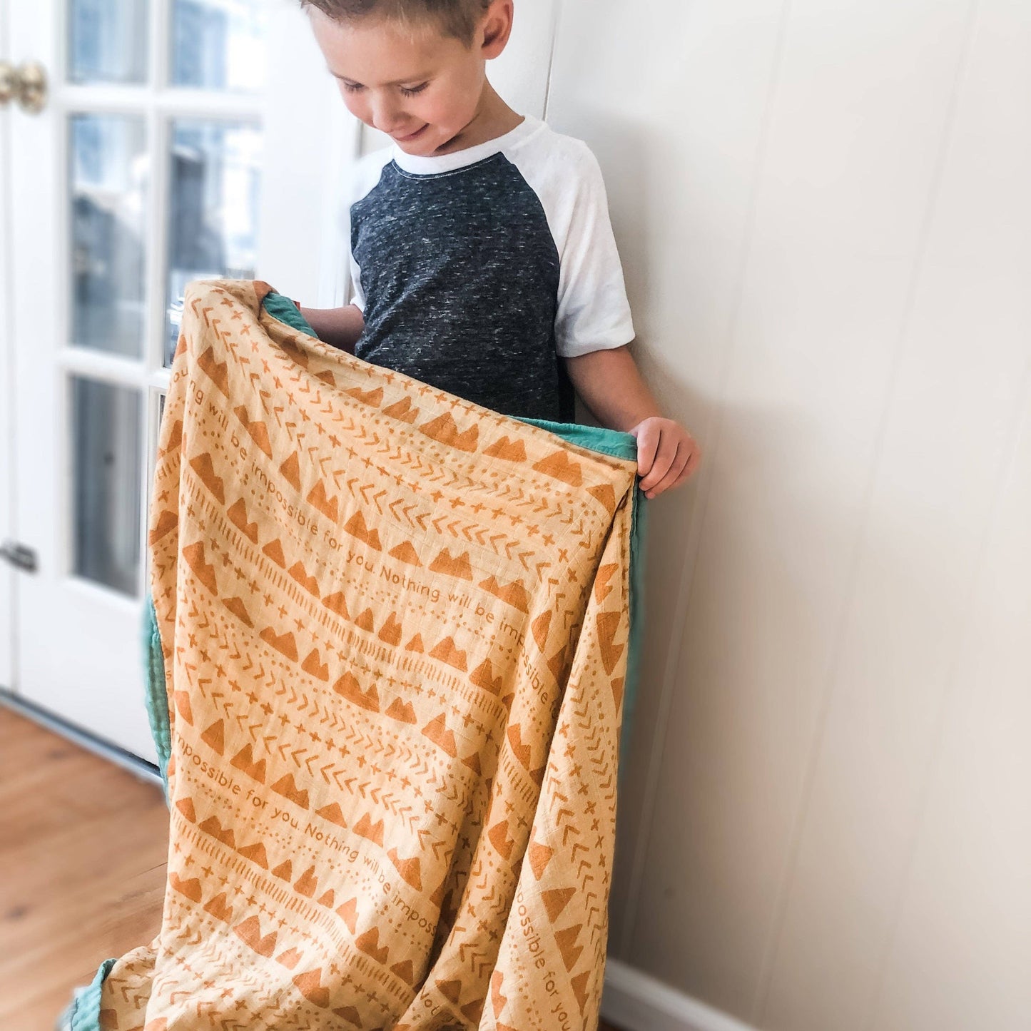 Faith Moves Mountains Luxury Double Sided Muslin Blanket