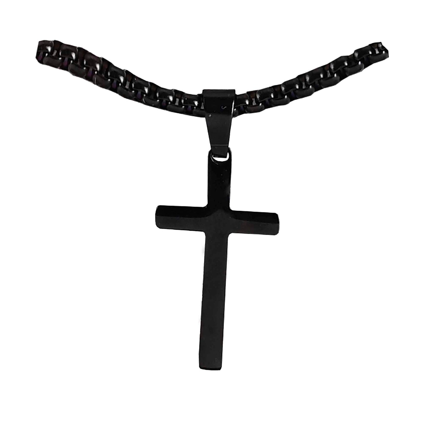 Necklace Black Cross 24In Chain