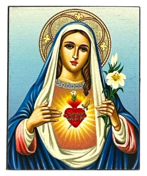 Immaculate Heart of Virgin Mary Silk Screen Icon Magnet