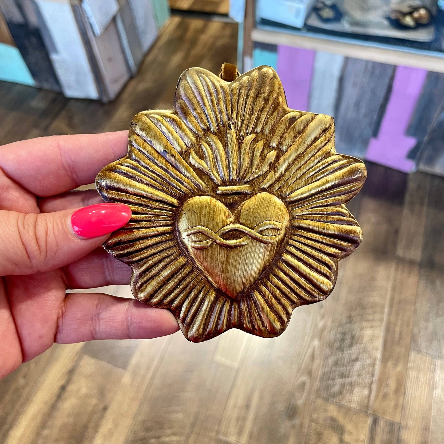 Sacred Heart Tin Ornament