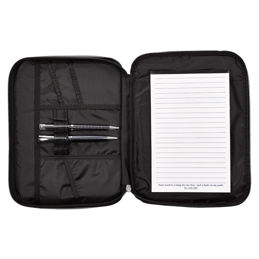 Bible Cover Organizer Two-Fold Black Ichthus Badge