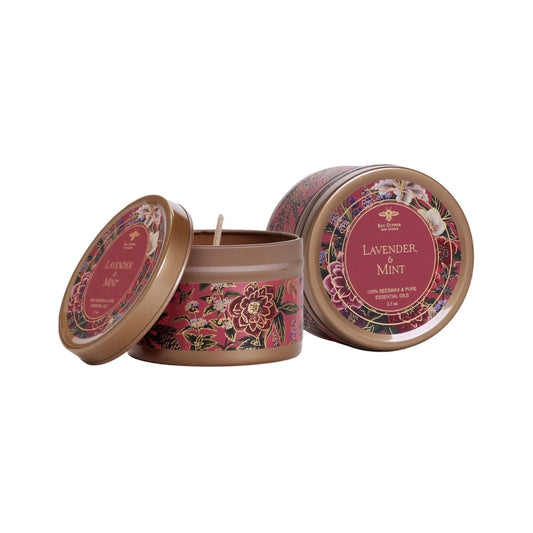 Tin Candles – Pure Beeswax – Winter Garden Collection Lavendar & Mint