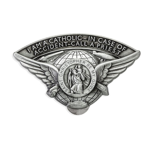 Winged Saint Christopher Over the Globe Auto Visor Clip