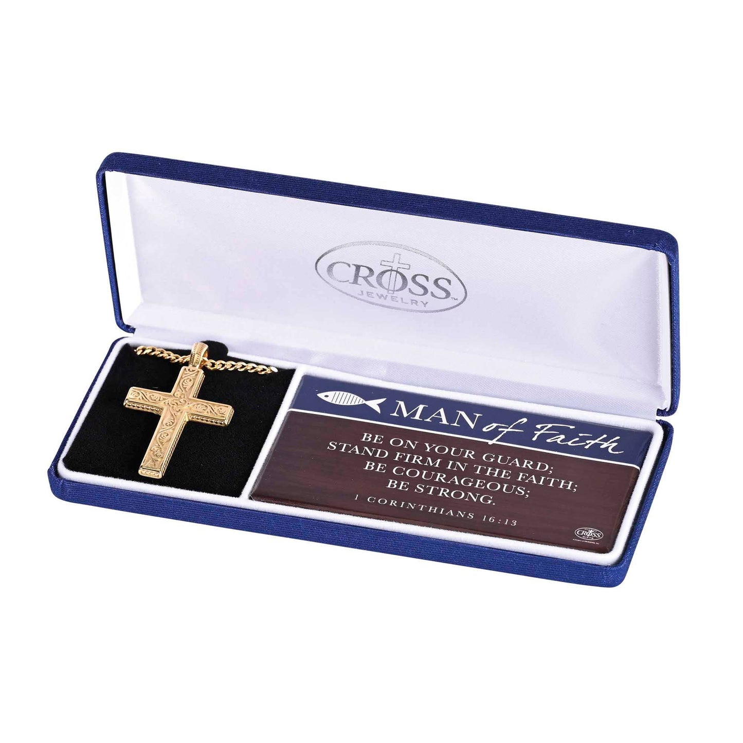 Necklace Man Of Faith Swirl Cross 24L