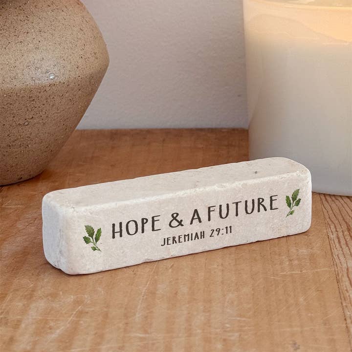 Jeremiah 29:11 Stone Block with leaves