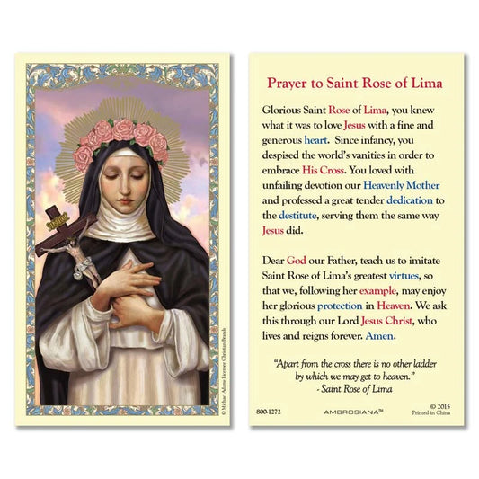 St. Rose of Lima Laminated Holy Card