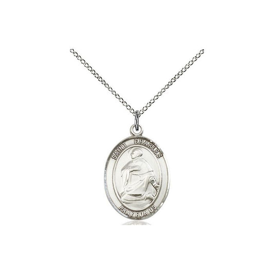 Sterling Silver Saint Charles Medal 24" Chain
