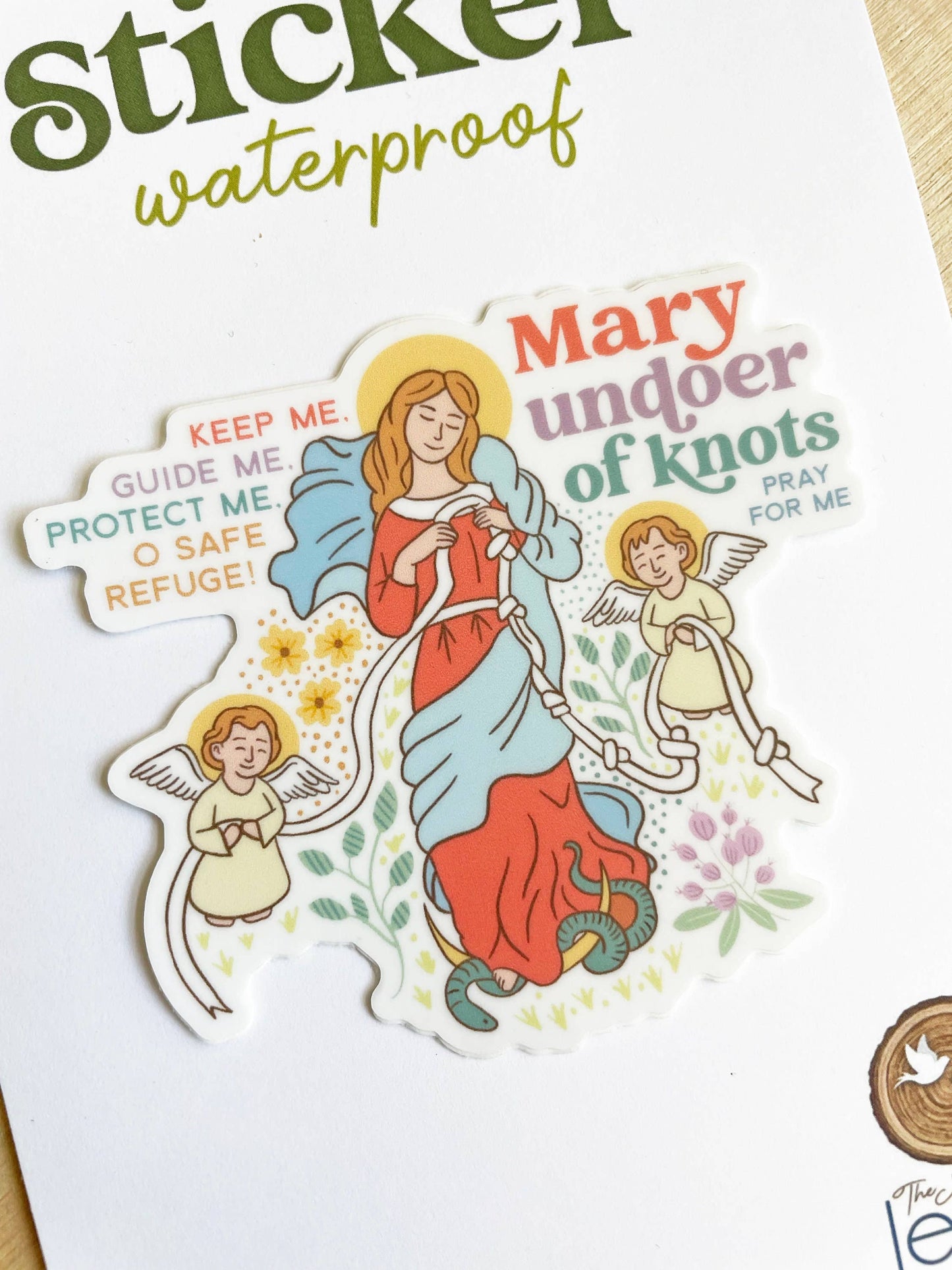 Mary Undoer of Knots Waterproof Catholic Sticker