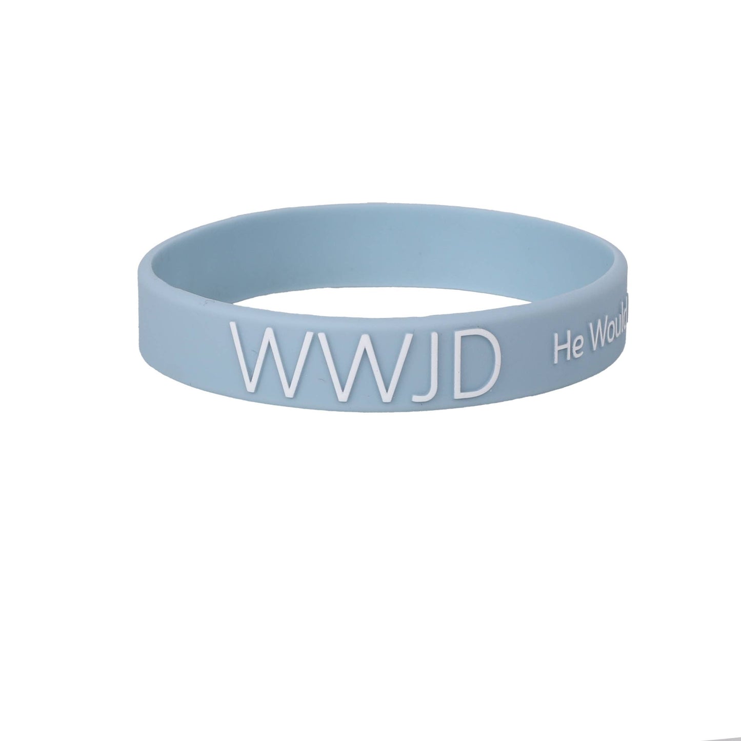 Silicone Bracelet - WWJD He Would Love First - Lt Blue - Pk12