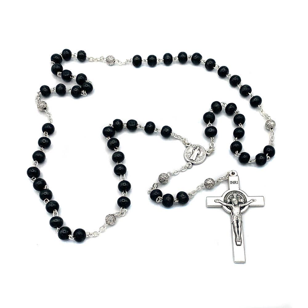St. Benedict Black Wooden Rosary