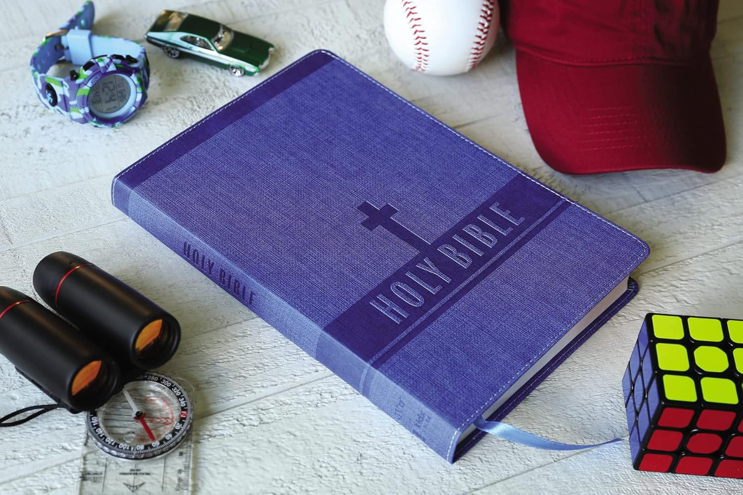 NIV, Bible for Kids, Large Print, Leathersoft, Blue, Red Letter, Comfort Print: Thinline Edition Leather Bound – Large Print