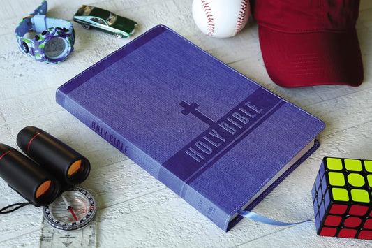 NIV, Bible for Kids, Large Print, Leathersoft, Blue, Red Letter, Comfort Print: Thinline Edition Leather Bound – Large Print