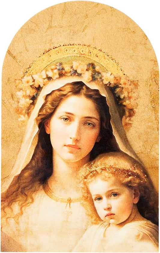 Madonna and child arched plaque