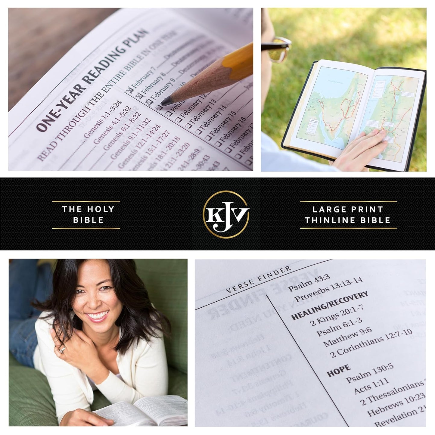 KJV Holy Bible, Thinline Large Print Faux Leather Red Letter Edition Thumb Index & Ribbon Marker