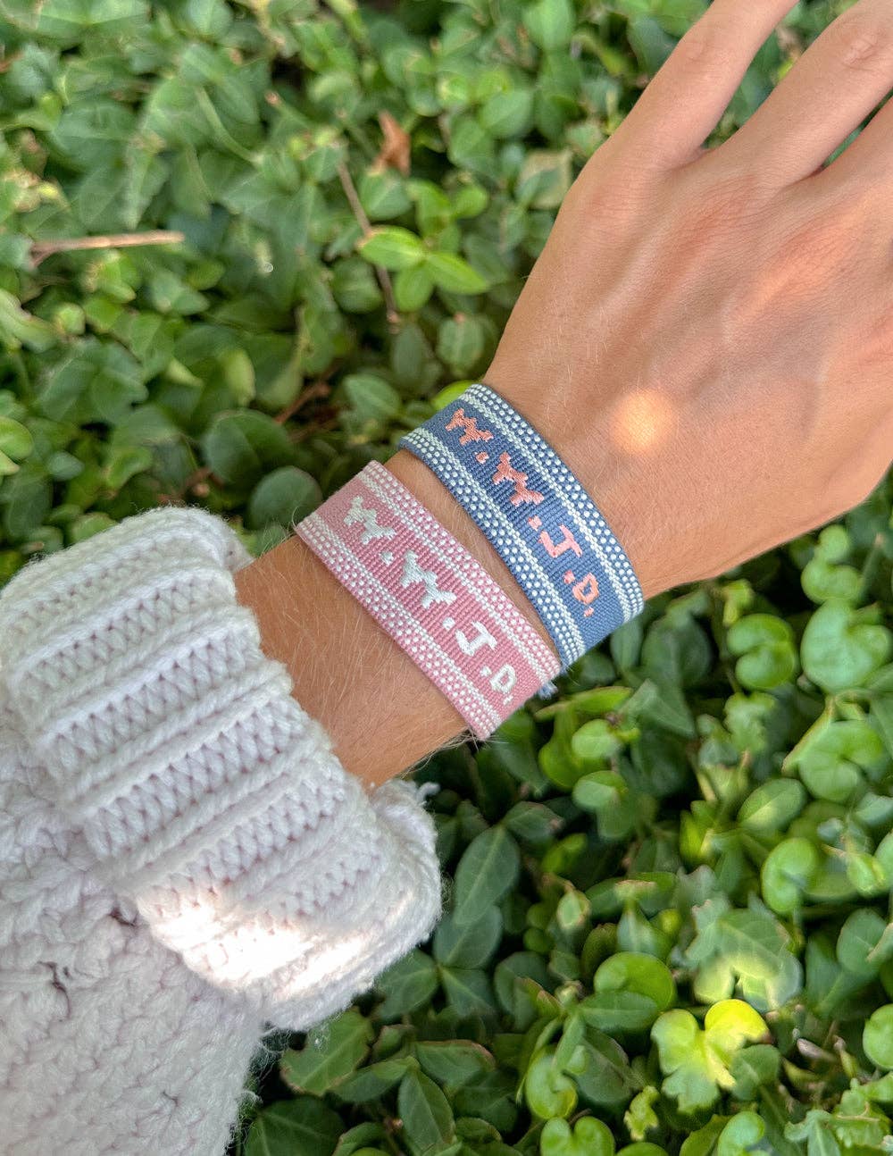 Blue WWJD Embroidered Bracelet