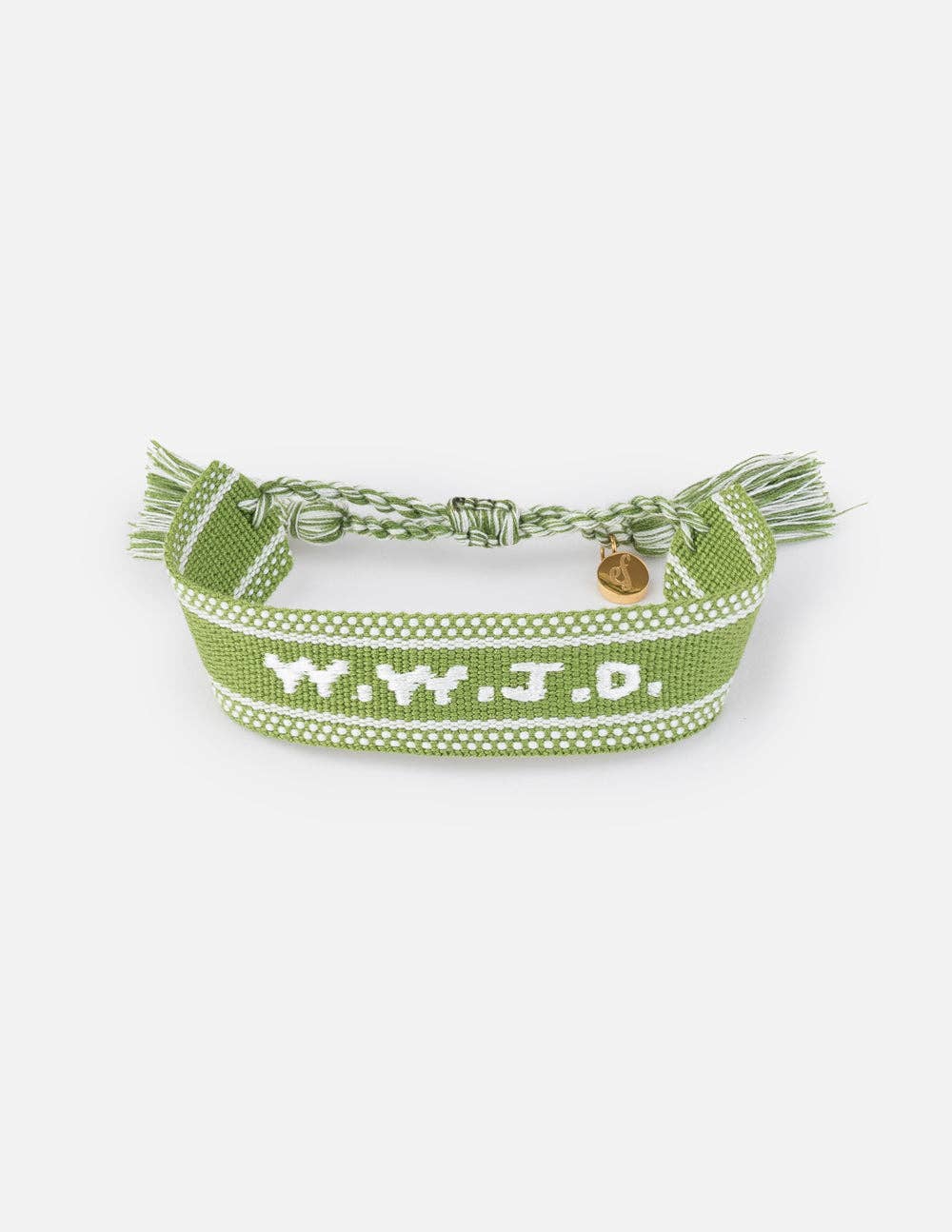 Green WWJD Embroidered Bracelet