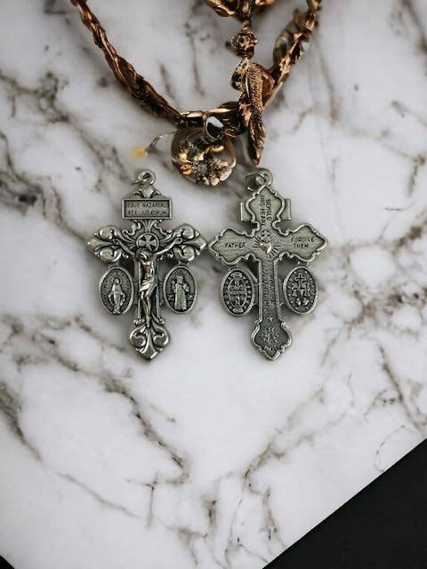 Deluxe Catholic Pardon Cross - Silver (5 pack)