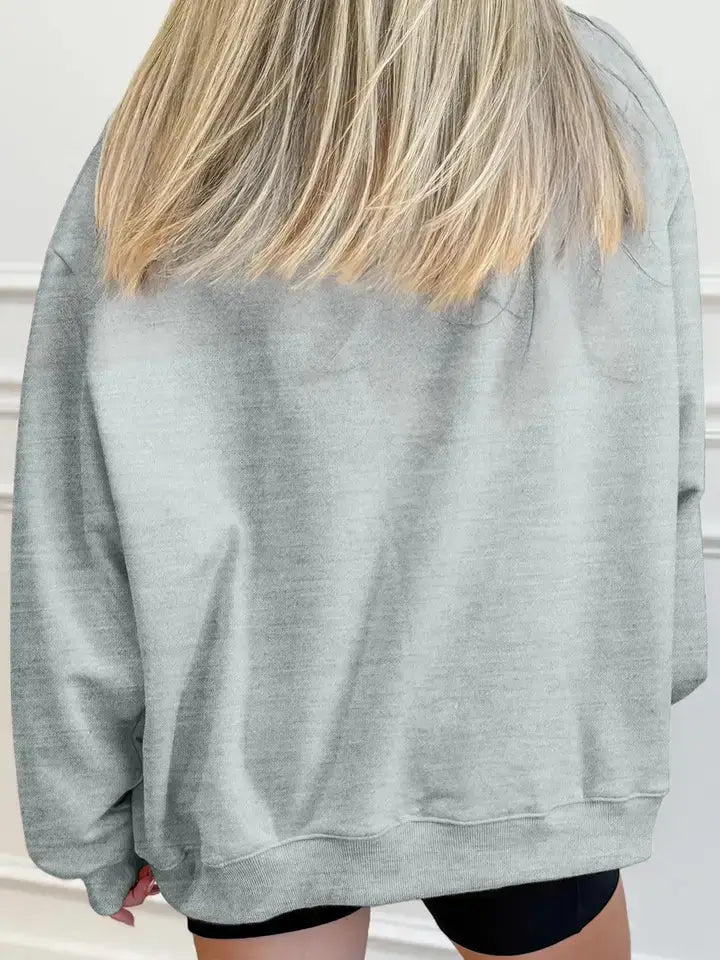 Solid Oversized Mock Neck Pullover Sweatshirt