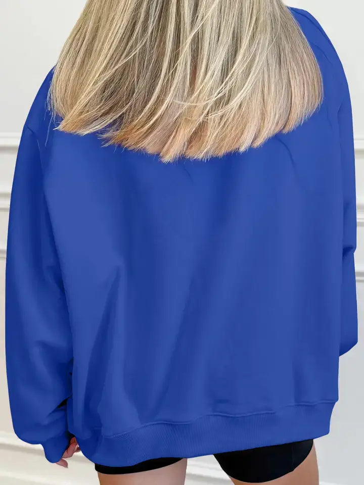 Solid Oversized Mock Neck Pullover Sweatshirt