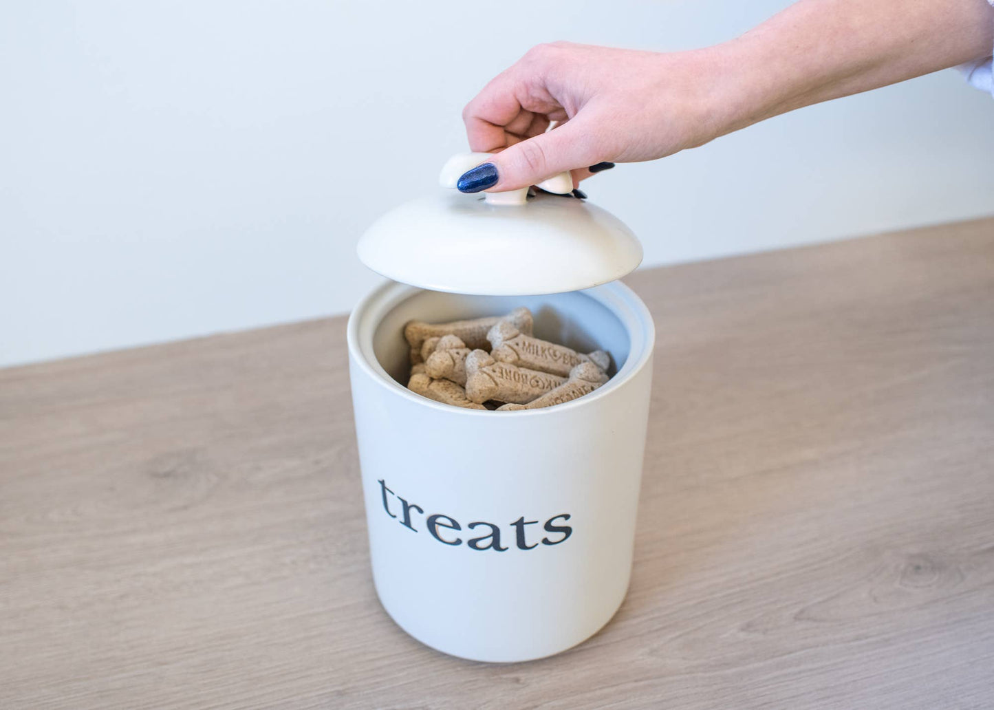 Treats White 8 x 6 Ceramic Pet Treats Canister 8 inch