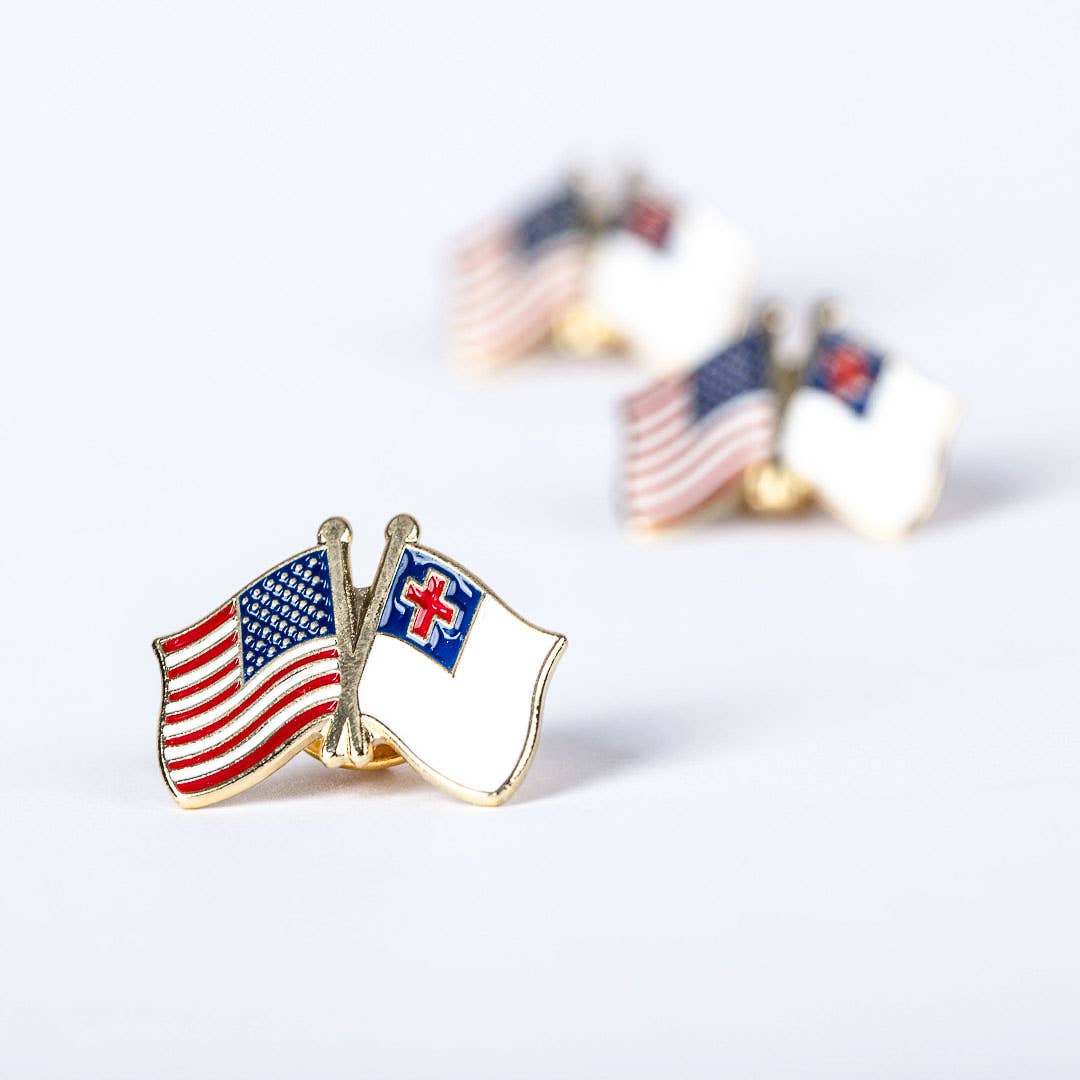 Lapel Pin America / Christian Flag Gold - Pack of 6