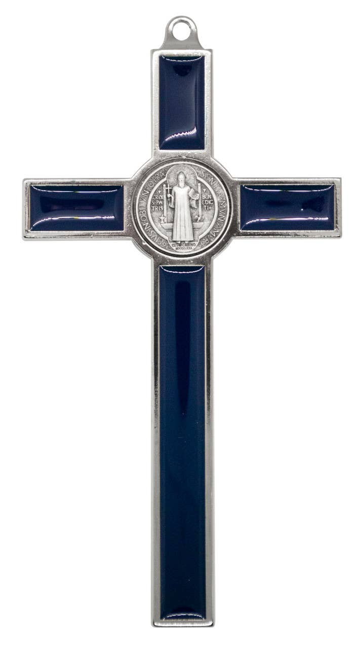 5.25" Silver-Tone St. Benedict Crucifix with Colored Enamel