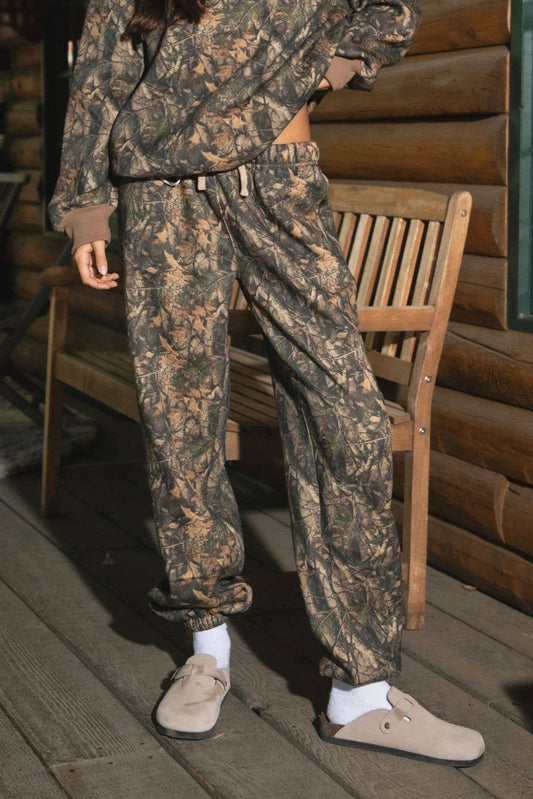 BAYOU Dark Woodland Camo Fleece Jogger Sweatpants