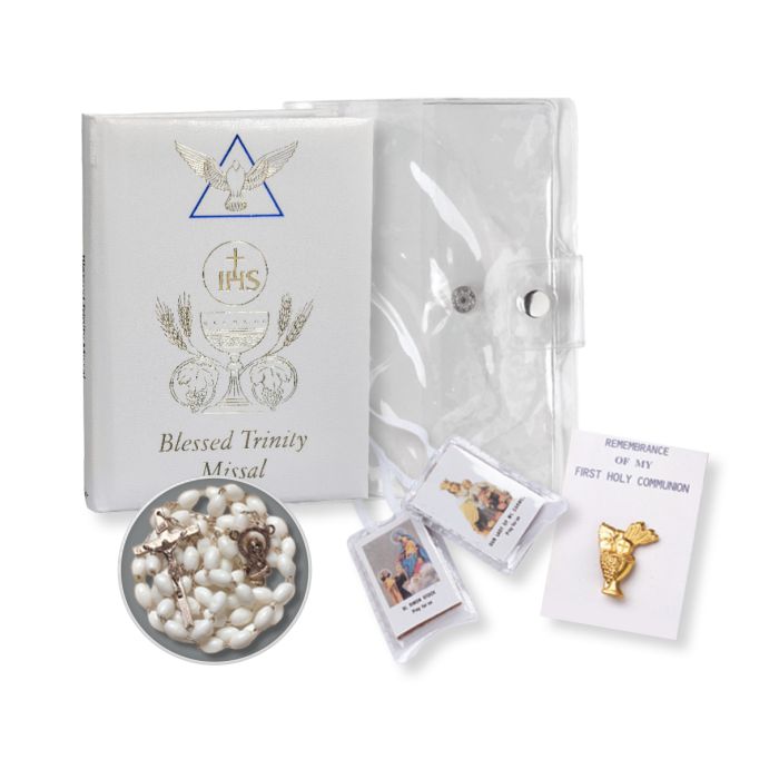 Girls White Blessed Trinity Missal Gift Set