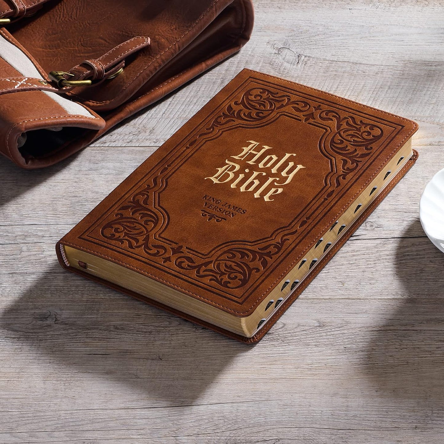 KJV Holy Bible, Thinline Large Print Faux Leather Red Letter Edition Thumb Index & Ribbon Marker