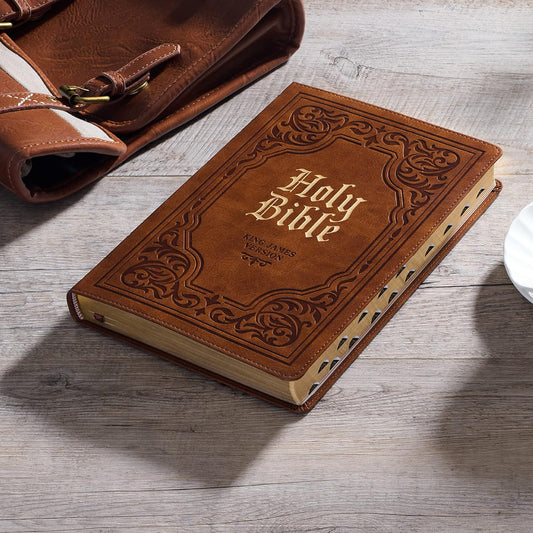 KJV Holy Bible, Thinline Large Print Faux Leather Red Letter Edition Thumb Index & Ribbon Marker