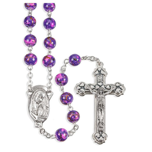 Amethyst Mosaic Glass Bead Rosary