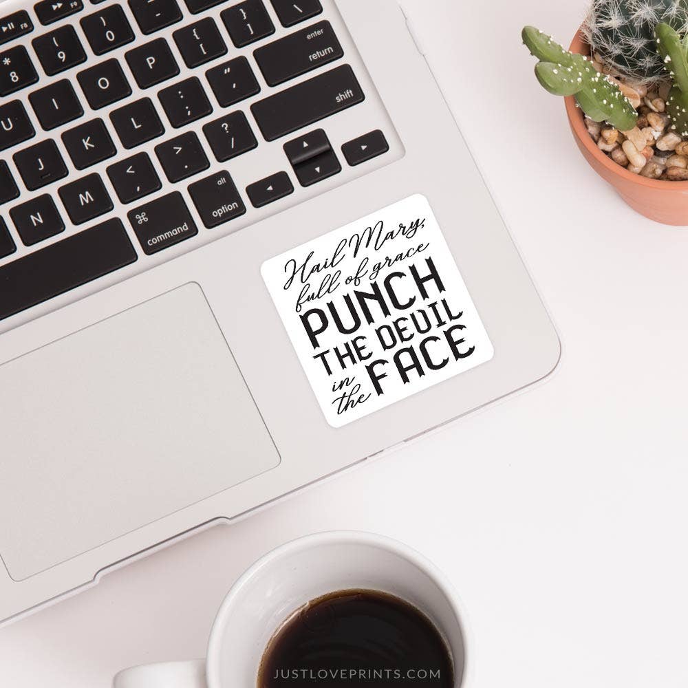 Punch the Devil in the Face Vinyl Sticker