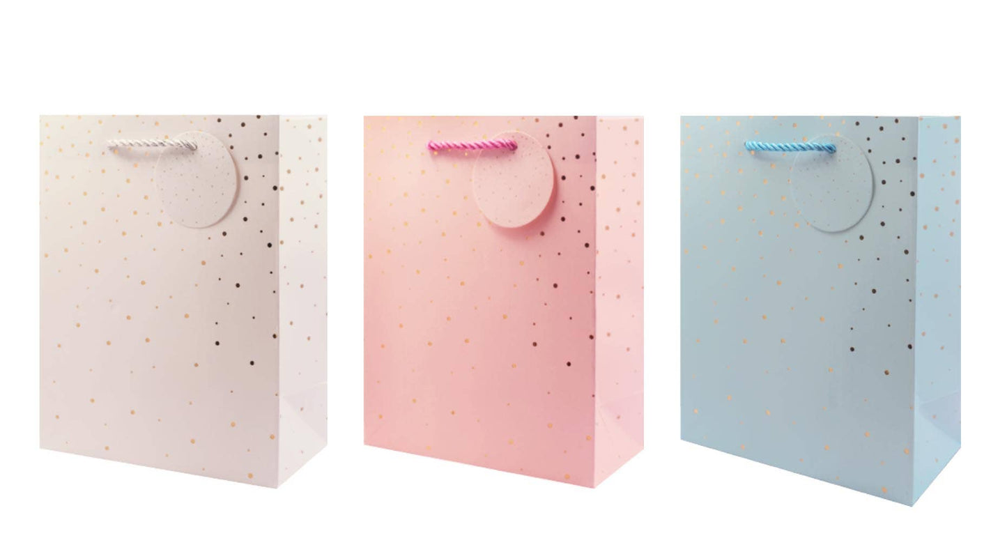 All Occasion Gift Bags – Foil Finish, Rope Handles, 3 Sizes