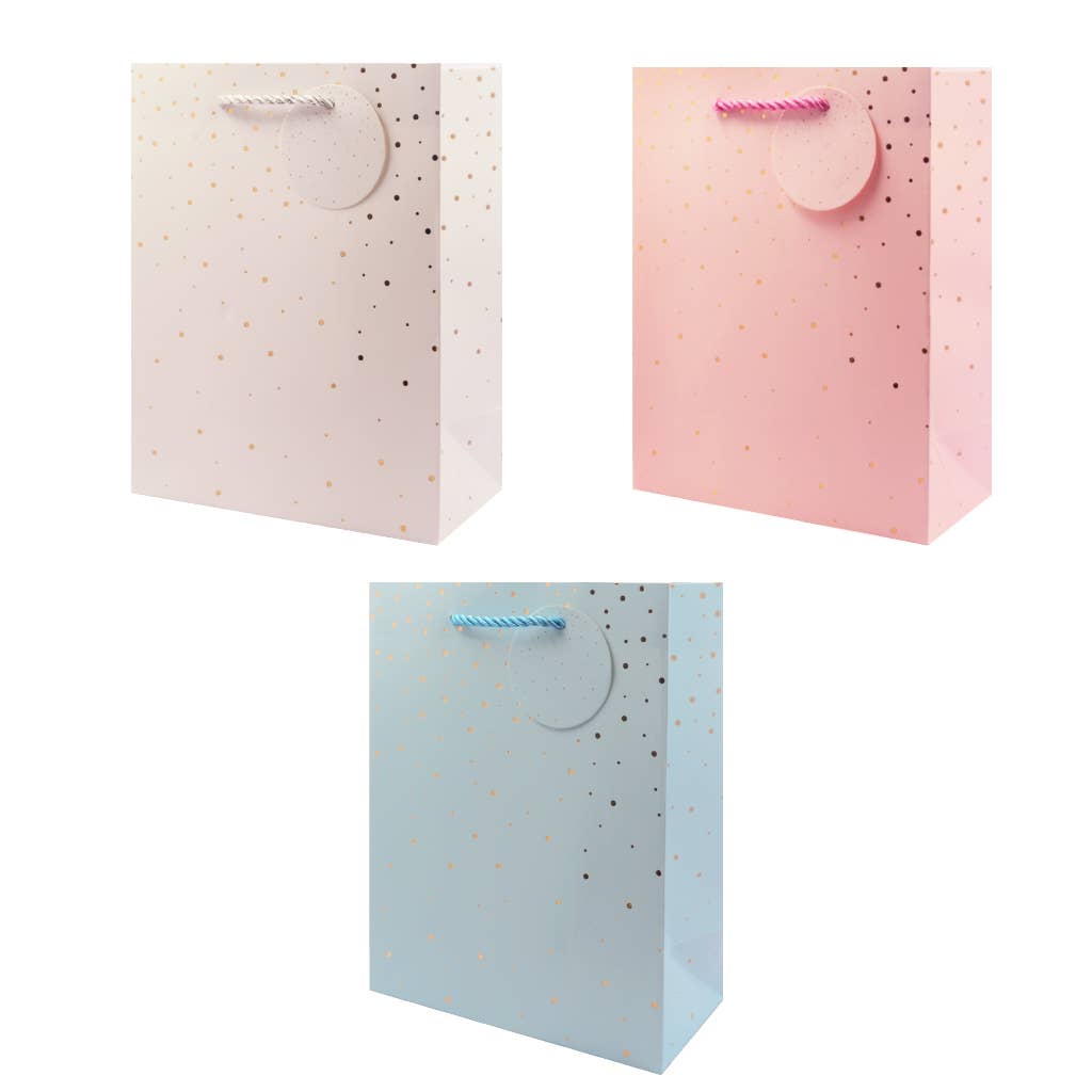 All Occasion Gift Bags – Foil Finish, Rope Handles, 3 Sizes