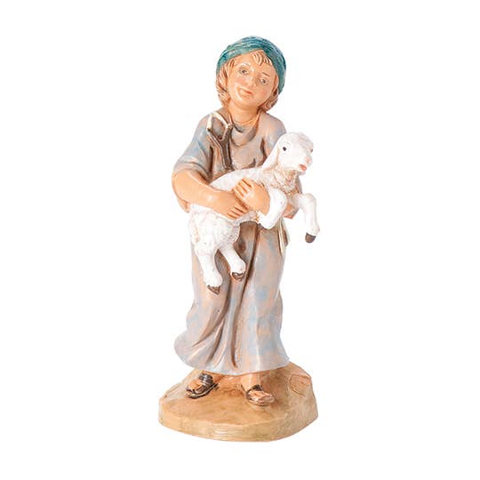 5" Scale Silas, Boy Shepherd With Sheep Nativity Figure